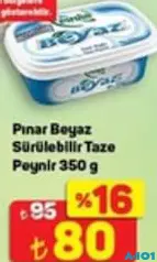 PINAR BEYAZ SÜRÜLEBİLİR TAZE PEYNİR 350 G